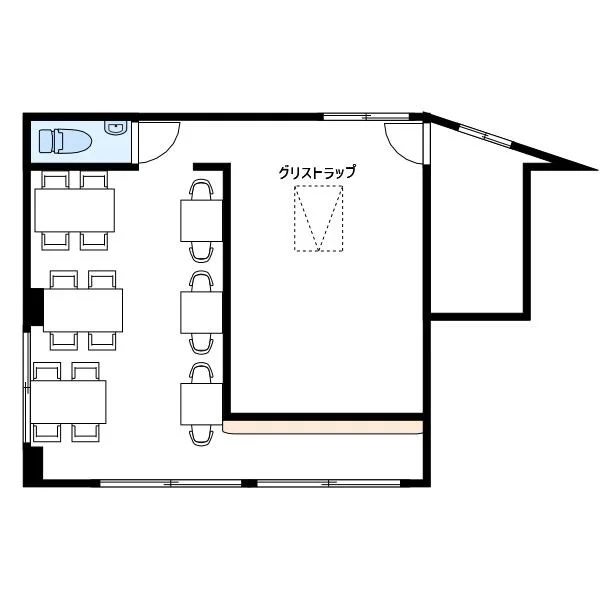 中華料理の居抜き物件の平面図