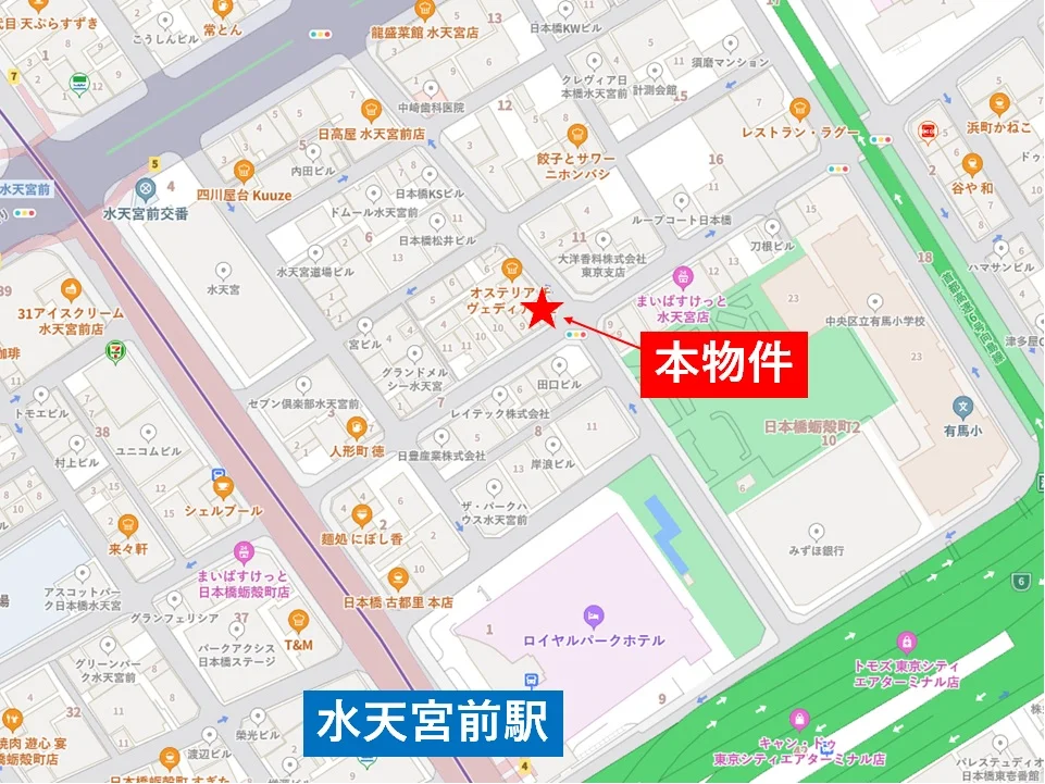 水天宮前のスケルトン店舗物件の平面図