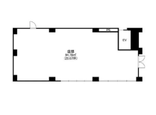 貸店舗(スケルトン)の平面図