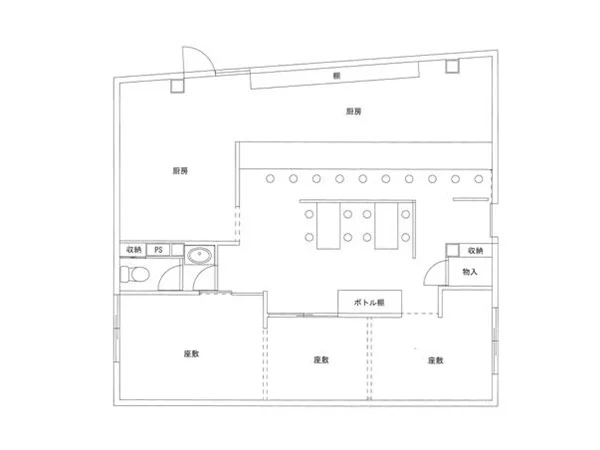 和食の居抜き物件の平面図