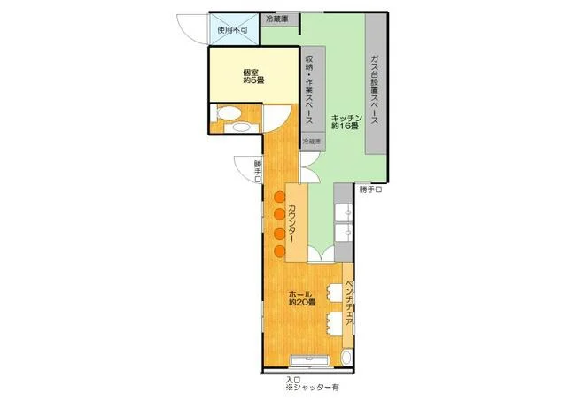 中華料理の居抜き物件の平面図