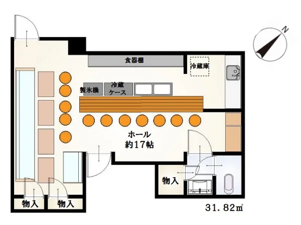 武蔵藤沢の居抜き店舗の平面図