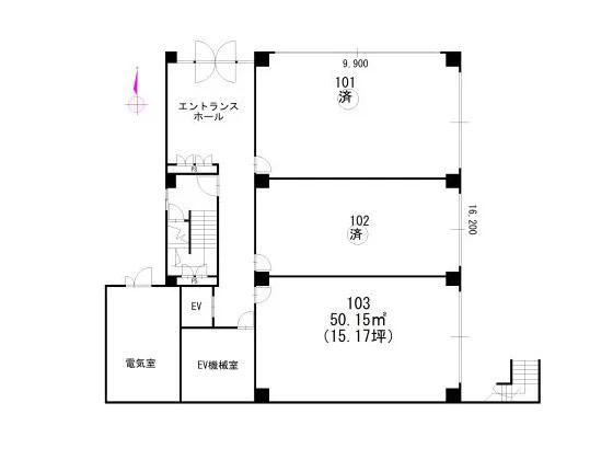 北綾瀬の居抜き店舗の平面図