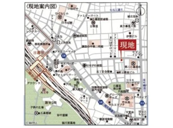 日暮里のスケルトン店舗物件の地図