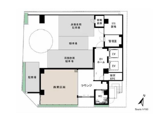 貸店舗(スケルトン)の平面図