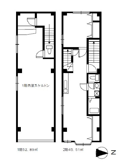 大島のスケルトン物件の平面図