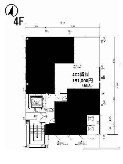貸店舗(スケルトン)の平面図