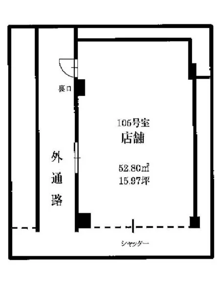 新越谷のスケルトン店舗物件の平面図