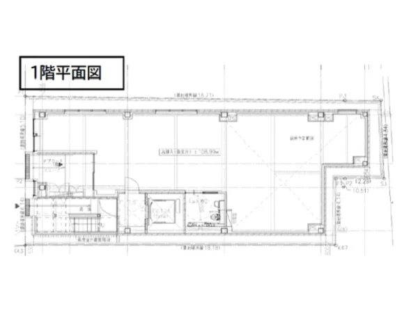 浜松町のスケルトン店舗物件の平面図