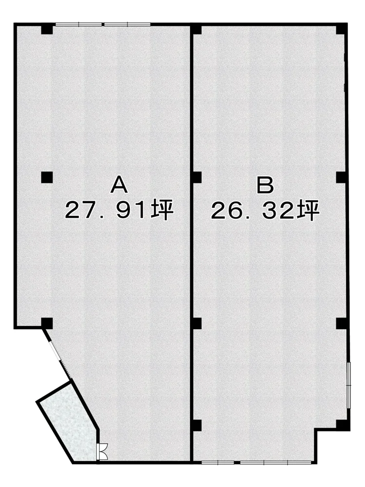 戸田のスケルトン店舗物件の平面図