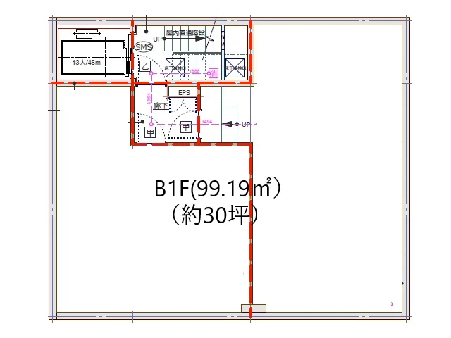 三ツ境のスケルトン店舗物件の平面図
