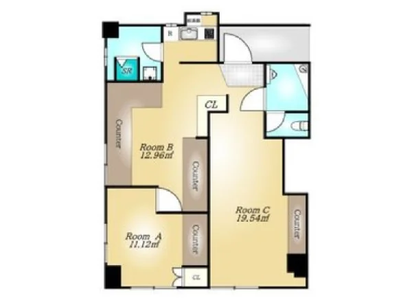 貸店舗(事務所仕様)の平面図