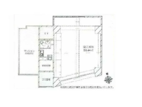 東新宿のスケルトン店舗物件の平面図