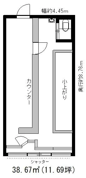 中華料理の居抜き物件の平面図