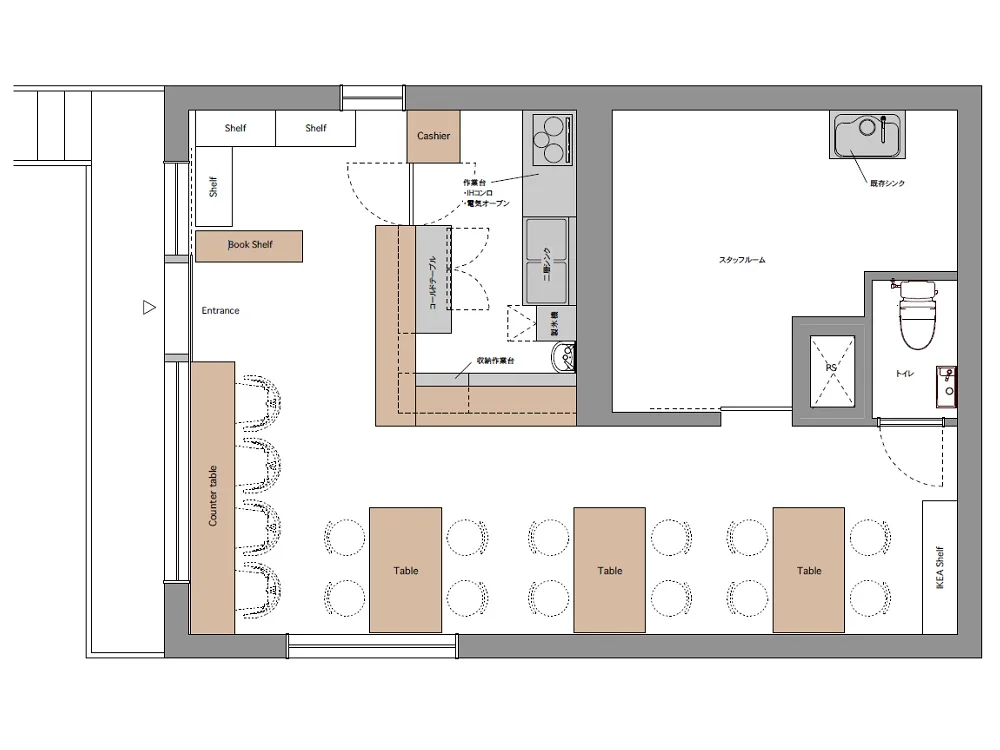 国立の居抜き店舗の平面図