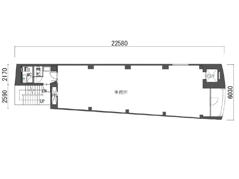 貸店舗(事務所仕様)の平面図