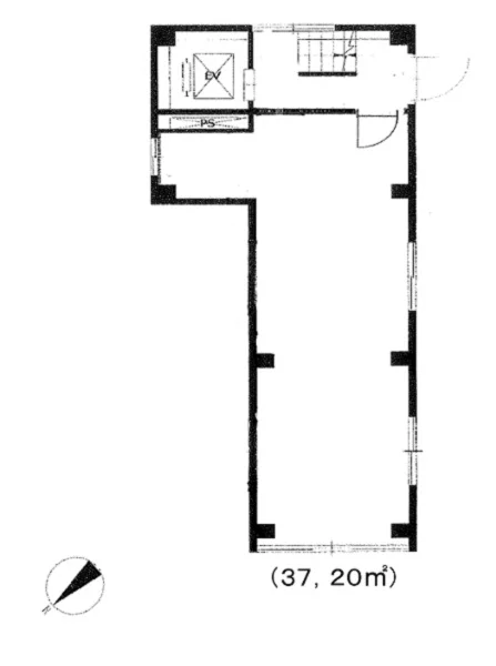 新橋のスケルトン店舗物件の平面図