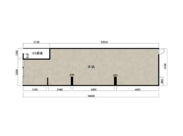 貸店舗(スケルトン)の平面図