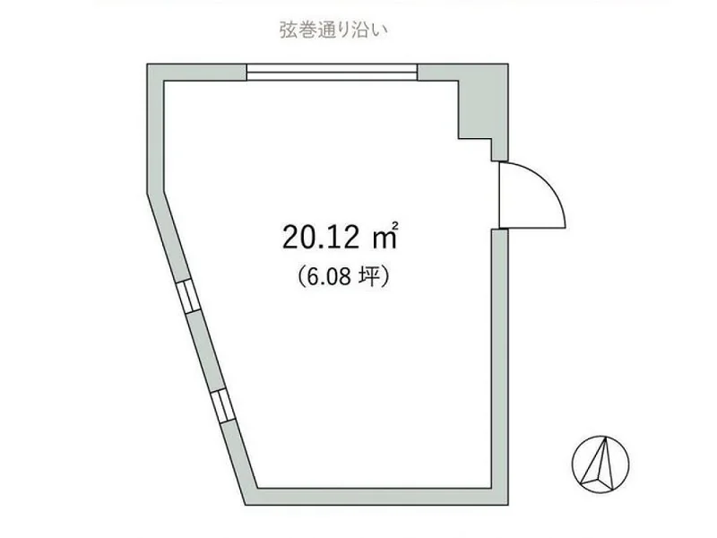駒沢大学のスケルトン店舗物件の平面図