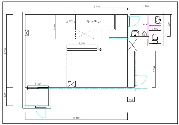 高島平の居抜き店舗の平面図