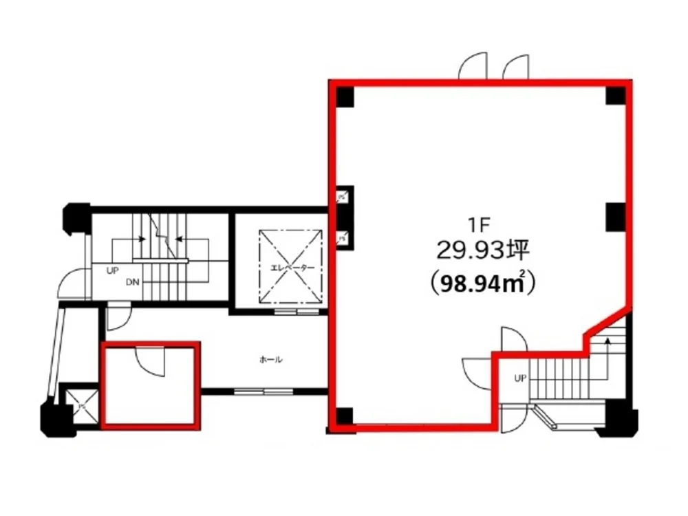 小伝馬町のスケルトン物件の平面図