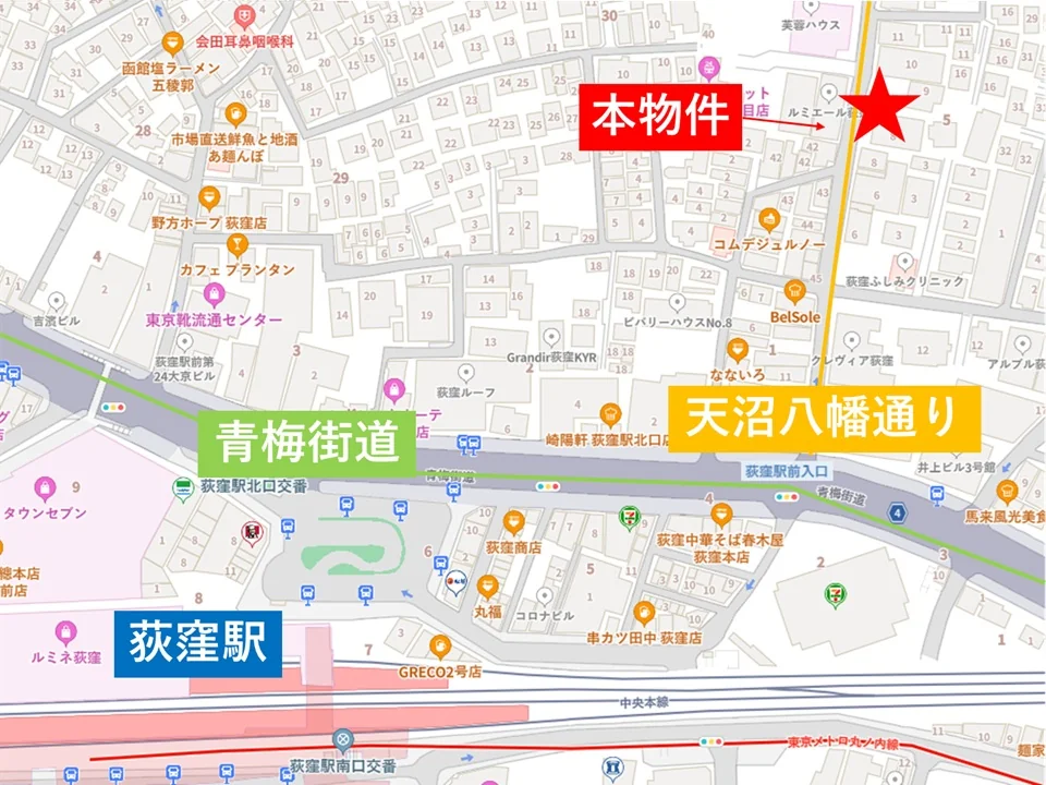 荻窪のイタリアン居抜きの地図