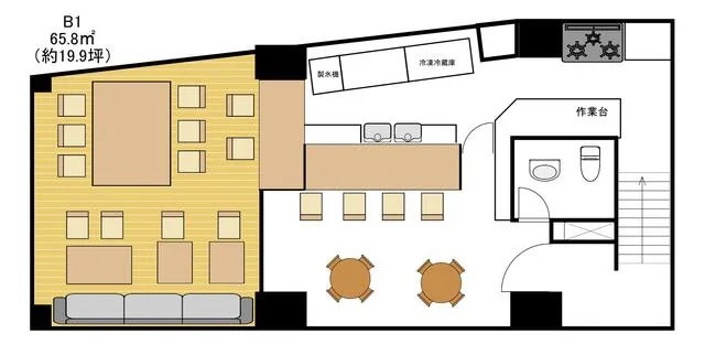 池尻大橋のダイニングバー居抜きの平面図