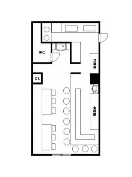 御嶽山の和食居抜きの平面図