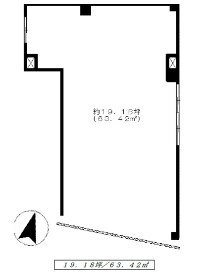 都立家政のスケルトン店舗物件の平面図