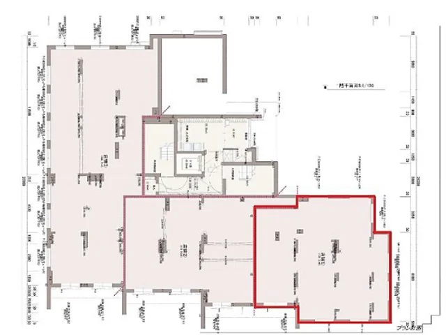 鎌倉のスケルトン店舗物件の平面図