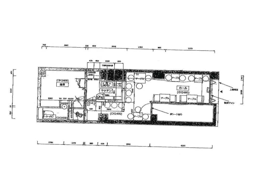 京急蒲田のダイニングバー居抜きの平面図