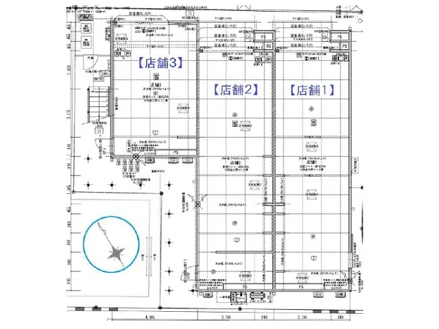 経堂のスケルトン店舗物件の平面図