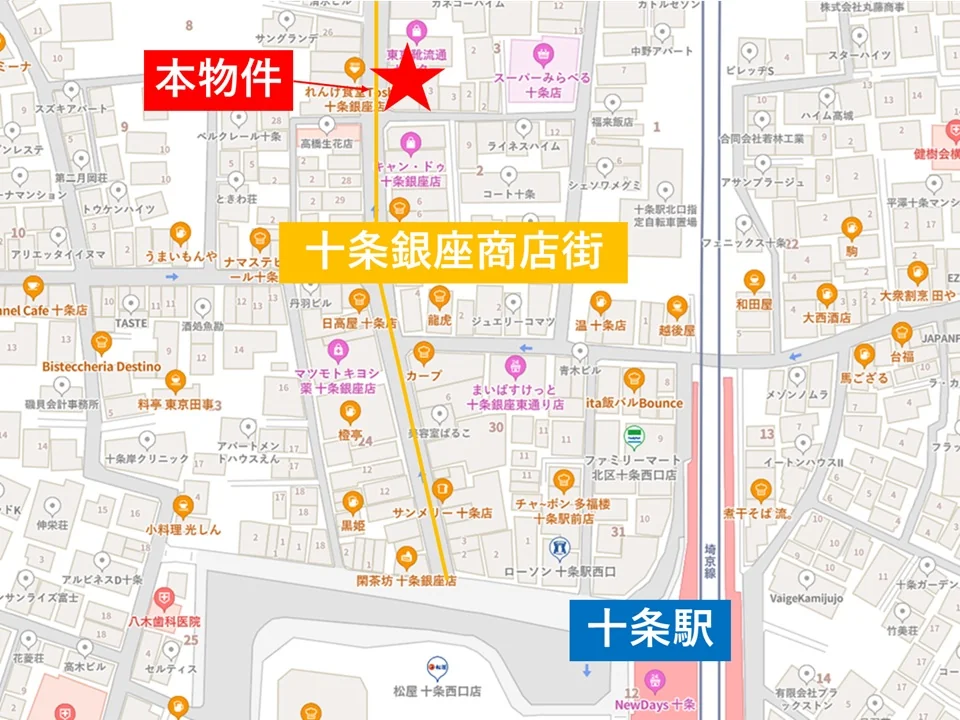 十条の事務所仕様店舗物件の地図