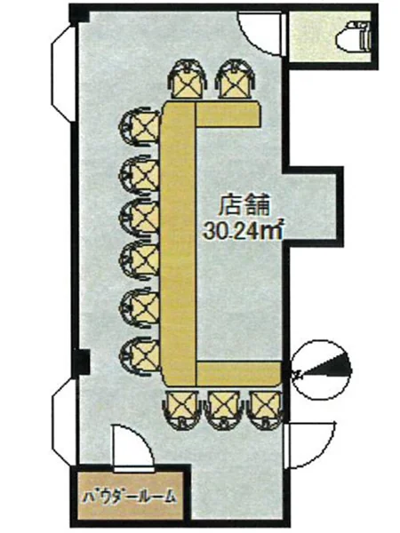 東府中の居抜き店舗の平面図
