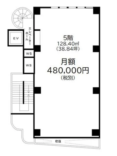 川越のスケルトン物件の平面図