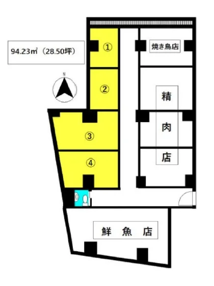 貸店舗(スケルトン)の平面図