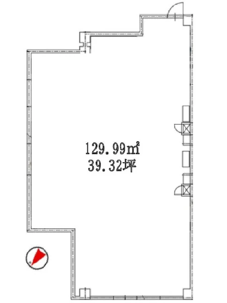 貸店舗(事務所仕様)の平面図