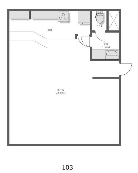 京王八王子のスナック・パブ居抜きの平面図