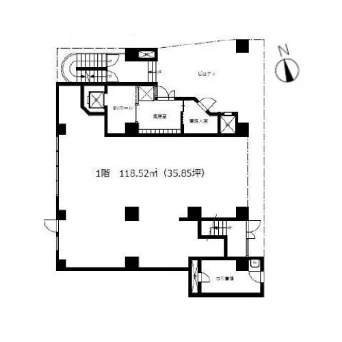 ケーキ屋の居抜き物件の平面図
