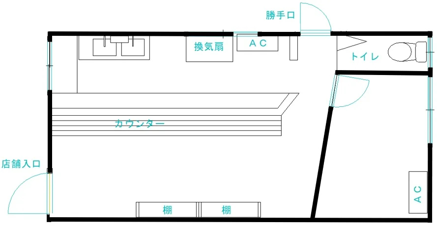 居酒屋の居抜き物件の平面図