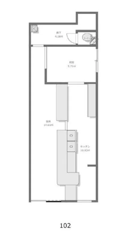 居酒屋の居抜き物件の平面図