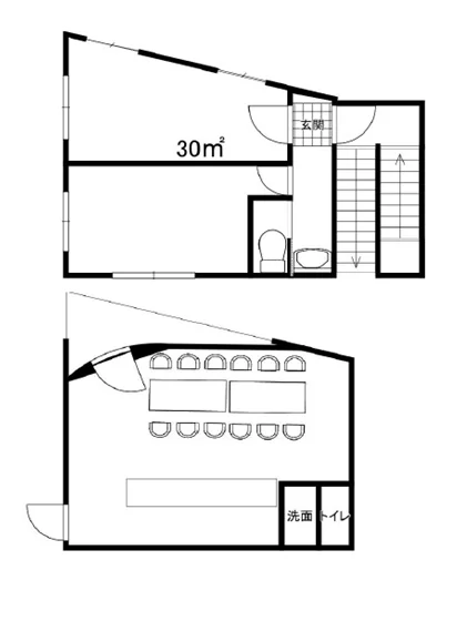 スナック・パブの居抜き物件の平面図