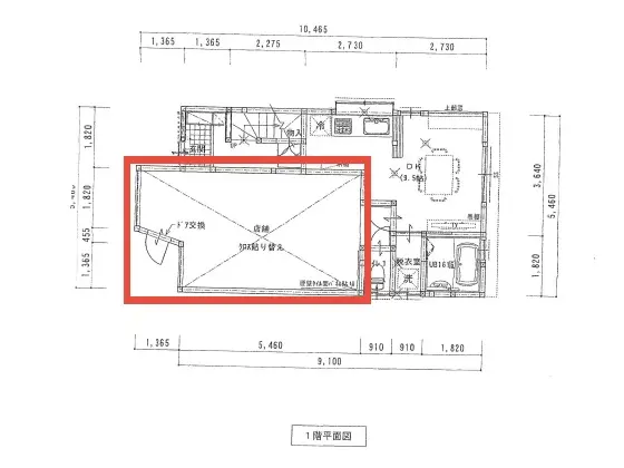 貸店舗(スケルトン)の平面図