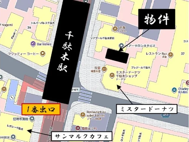 千駄木の美容室・理容室居抜きの地図