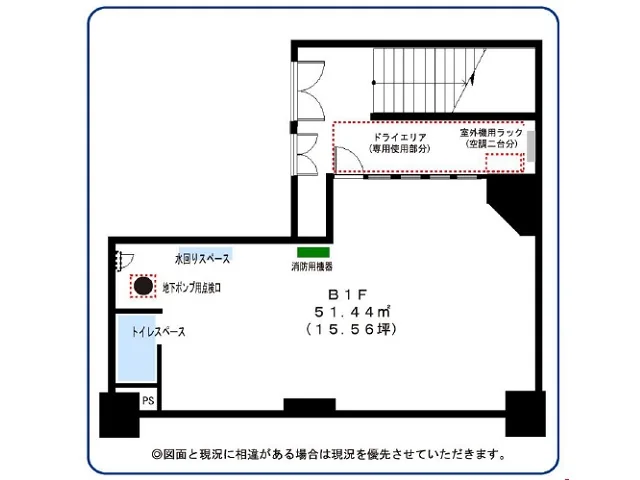 貸店舗(スケルトン)の平面図