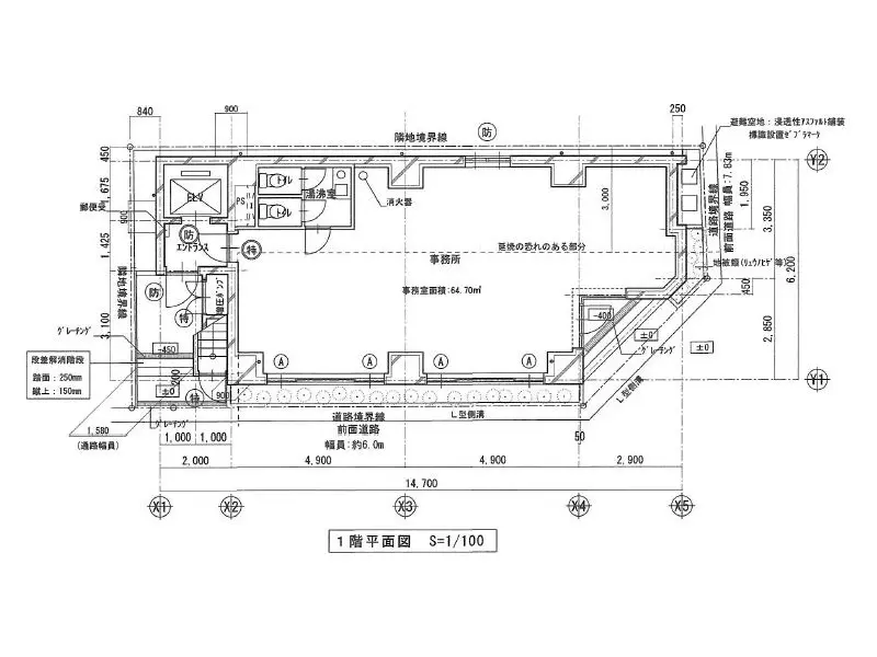西川口のスケルトン店舗物件の平面図