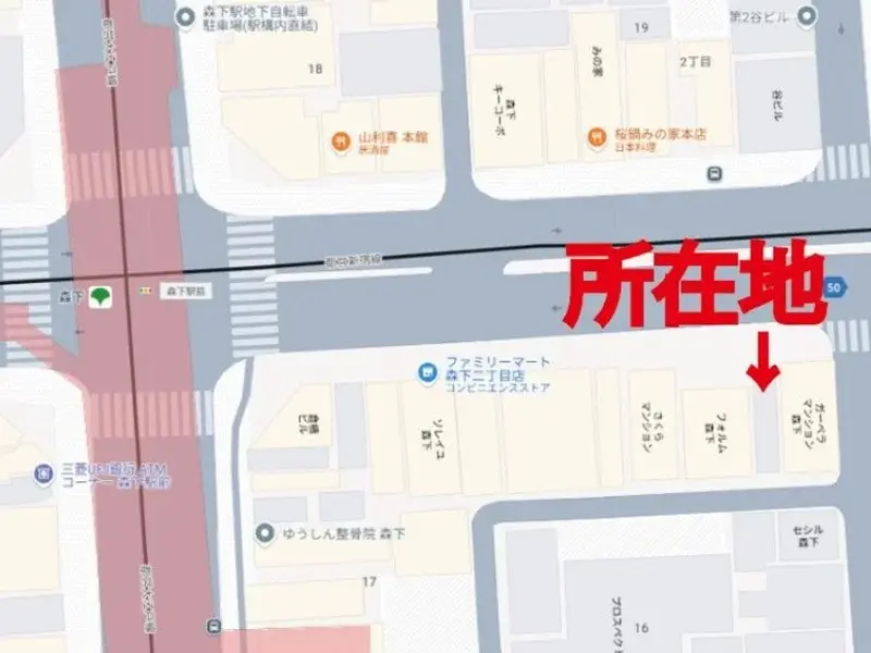 貸店舗(スケルトン)の地図