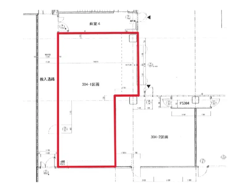 調布のスケルトン店舗物件の平面図