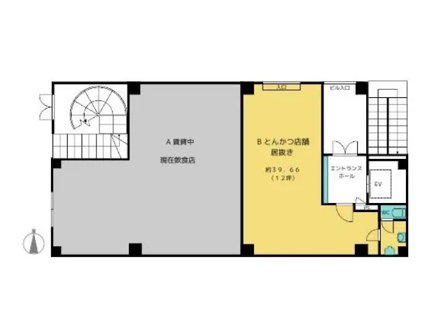 亀戸の居抜き店舗の平面図