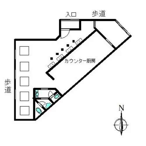 焼鳥・焼きとんの居抜き物件の平面図